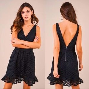 NEW Sugar + Lips All My Love Plunging V-Neck Black Lace Dress